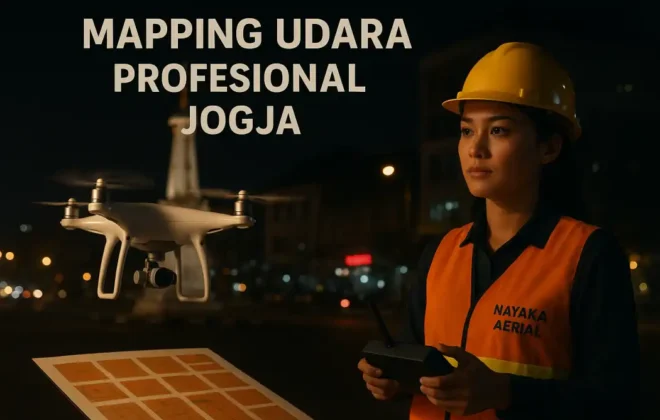 Mapping udara profesional Jogja oleh pilot drone Nayaka Aerial di malam hari dengan latar Tugu Yogyakarta